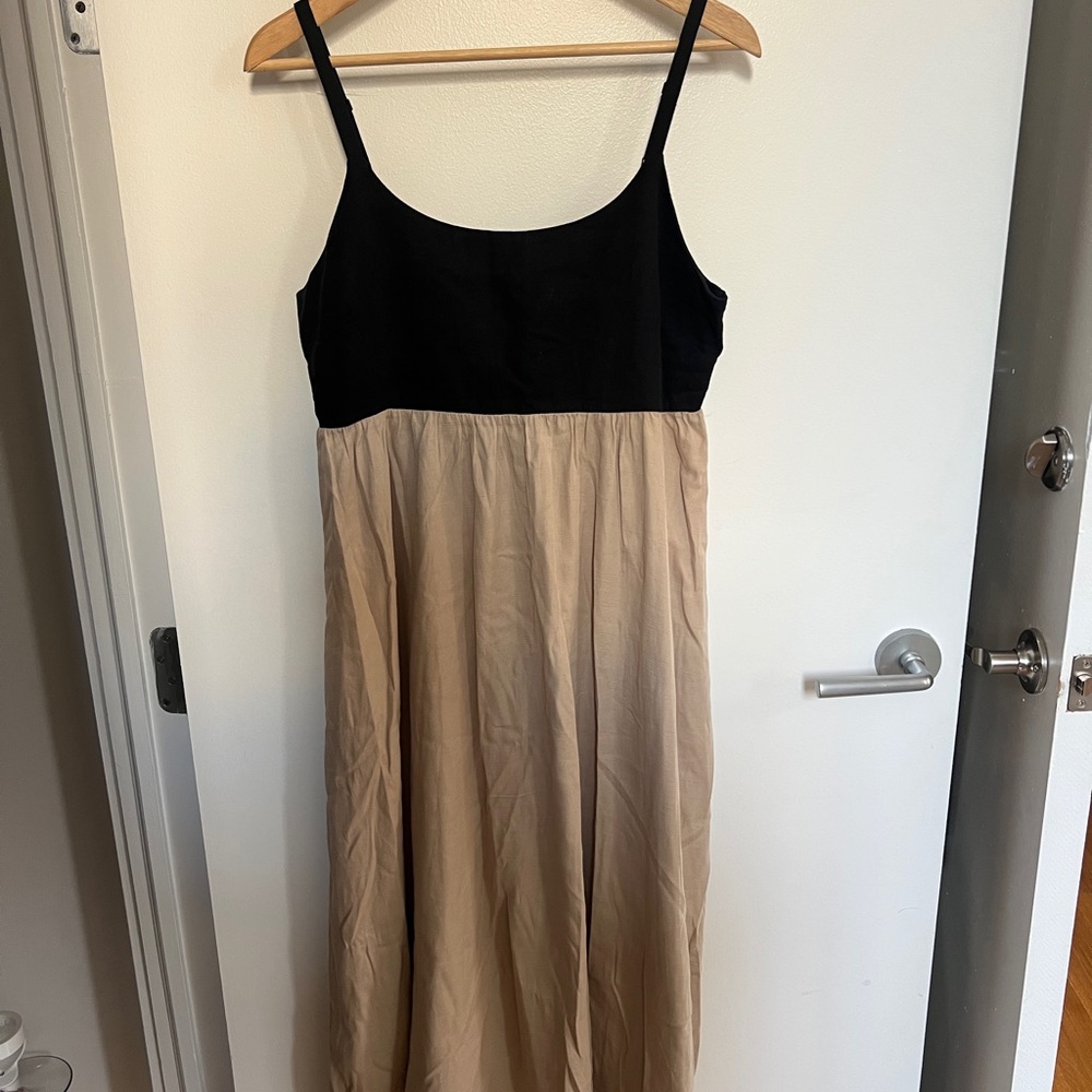 Hatch Black and Tan Sleeveless Maxi Sundress
